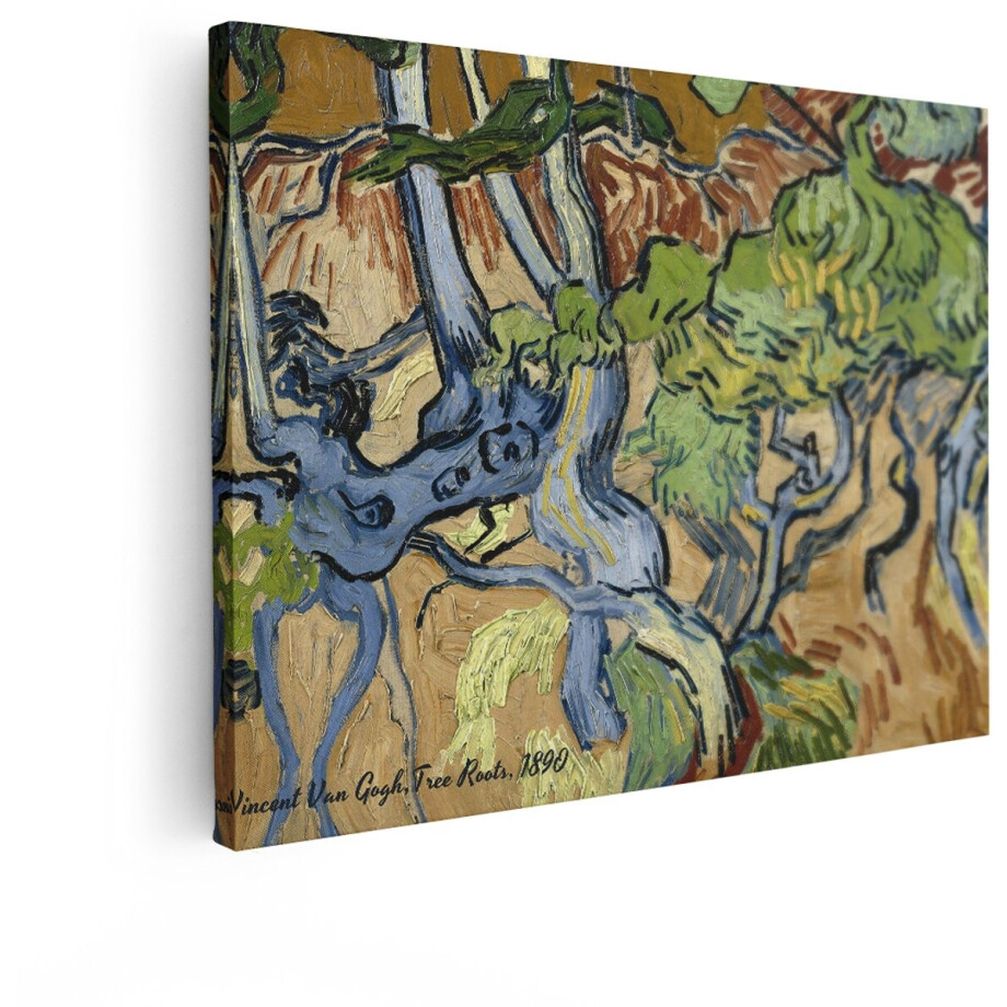 Artaza Canvas Schilderij Vincent van Goghs Schilderij Boomwortels Uit 1890 - een Postimpressionistisch Meesterwerk - 120x90 cm - Groot - Wanddecoratie Woonkamer - Schilderijen - Muurdecoratie afbeelding 1