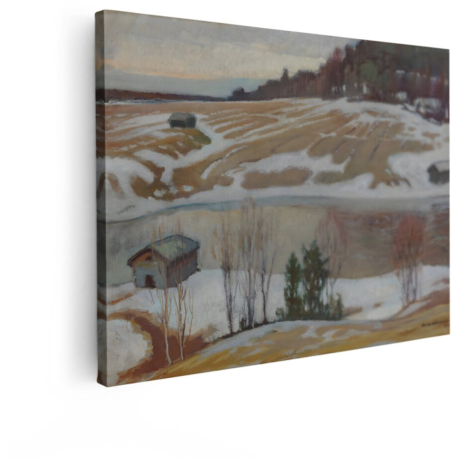 Artaza Canvas Schilderij Besneeuwd Landschap - 40x30 cm - Muurdecoratie Bomen - Wanddecoratie Winter Natuur - Kamer Accessoires Woonkamer afbeelding 1