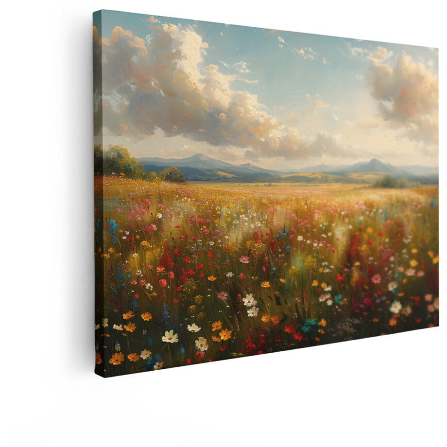 Artaza Canvas Schilderij Bloemenveld - 120x90 cm - Wanddecoratie Wilde Bloemen - Muurdecoratie Landschap - Decoratie Bergen Natuur Artaza Canvas Schilderij Bloemenveld - 120x90 cm - Wanddecoratie Wilde Bloemen - Muurdecoratie Landschap - Decoratie Bergen Natuur afbeelding 1