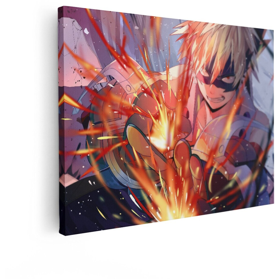 Artaza Canvas Schilderij Anime Bakugo - 80x60 cm - Wanddecoratie My Hero Academia - Muurdecoratie Slaapkamer Jongen - Schilderijen Op Canvas afbeelding 1