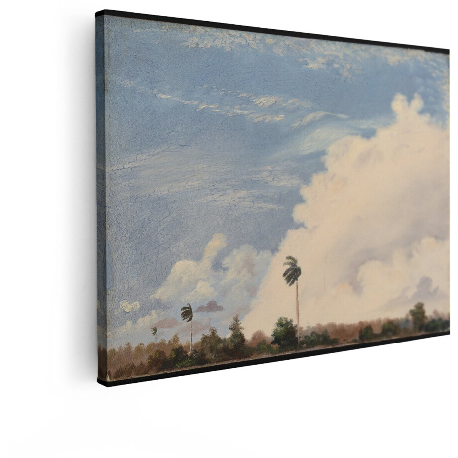 Artaza Canvas Schilderij Landschap - 80x60 cm - Wanddecoratie Natuur - Muurdecoratie Palmbomen - Decoratie Wolkenlucht - Schilderijen Op Canvas afbeelding 1