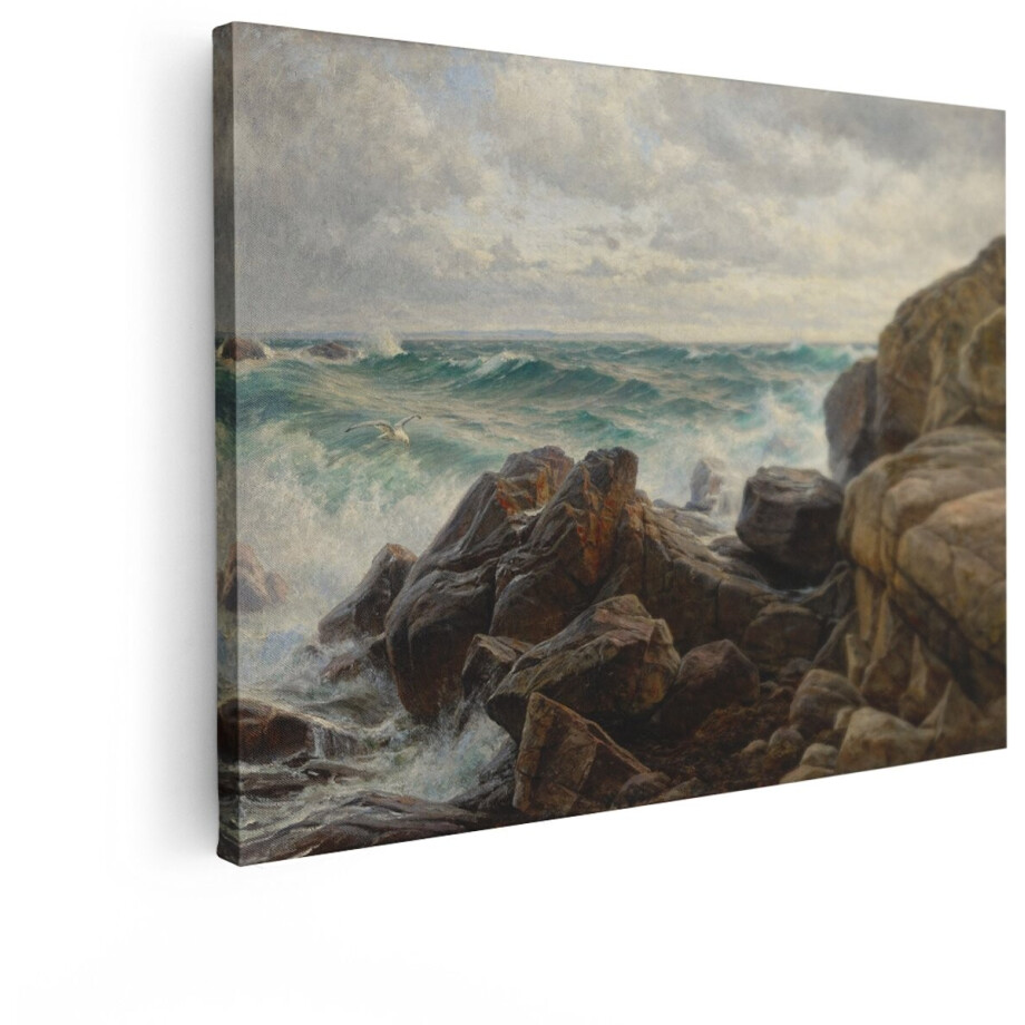 Artaza Canvas Schilderij Kustlandschap - 40x30 cm - Wanddecoratie Golven - Muurdecoratie Natuur - Decoratie Meeuw - Kamer Accessoires Artaza Canvas Schilderij Kustlandschap - 40x30 cm - Wanddecoratie Golven - Muurdecoratie Natuur - Decoratie Meeuw - Kamer Accessoires afbeelding 1