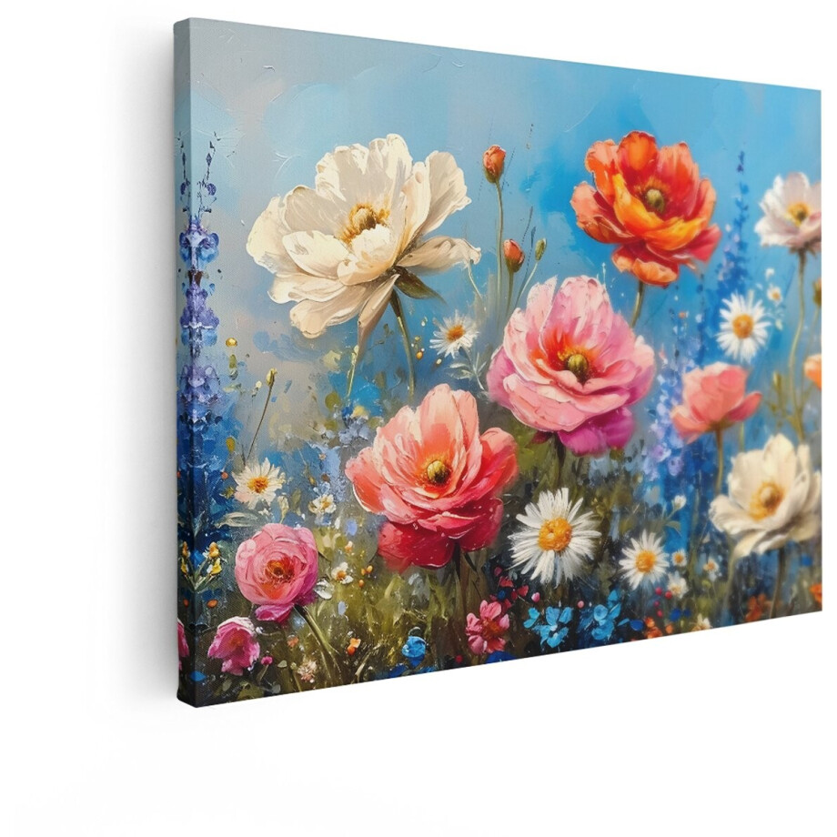 Artaza Canvas Schilderij Bloemen - 120x90 cm - Wanddecoratie Kleurrijk - Muurdecoratie Veldbloemen - Decoratie Natuur Woonkamer Artaza Canvas Schilderij Bloemen - 120x90 cm - Wanddecoratie Kleurrijk - Muurdecoratie Veldbloemen - Decoratie Natuur Woonkamer afbeelding 1