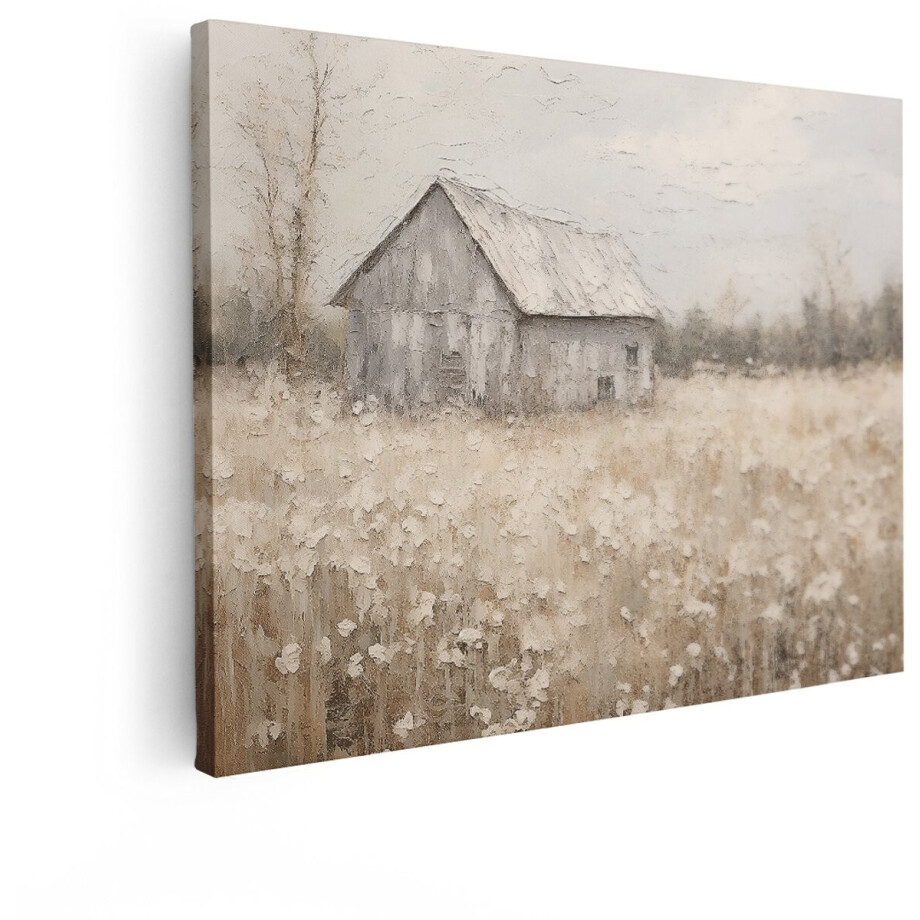 Artaza Canvas Schilderij Landschap Boerderij - 40x30 cm - Wanddecoratie Natuur - Muurdecoratie Bloemen - Schilderijen Op Canvas Landelijk afbeelding 1