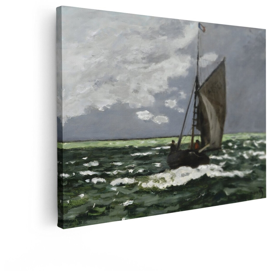 Artaza Canvas Schilderij Zeilboot - 80x60 cm - Wanddecoratie Zee - Muurdecoratie Monet - Schilderijen Landschap - Klassiek afbeelding 1