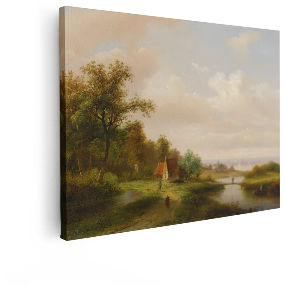 Artaza Canvas Schilderij Landschap - 120x90 cm - Wanddecoratie Oude Meesters - Muurdecoratie Natuur - Schilderijen Op Canvas Klassiek afbeelding 1