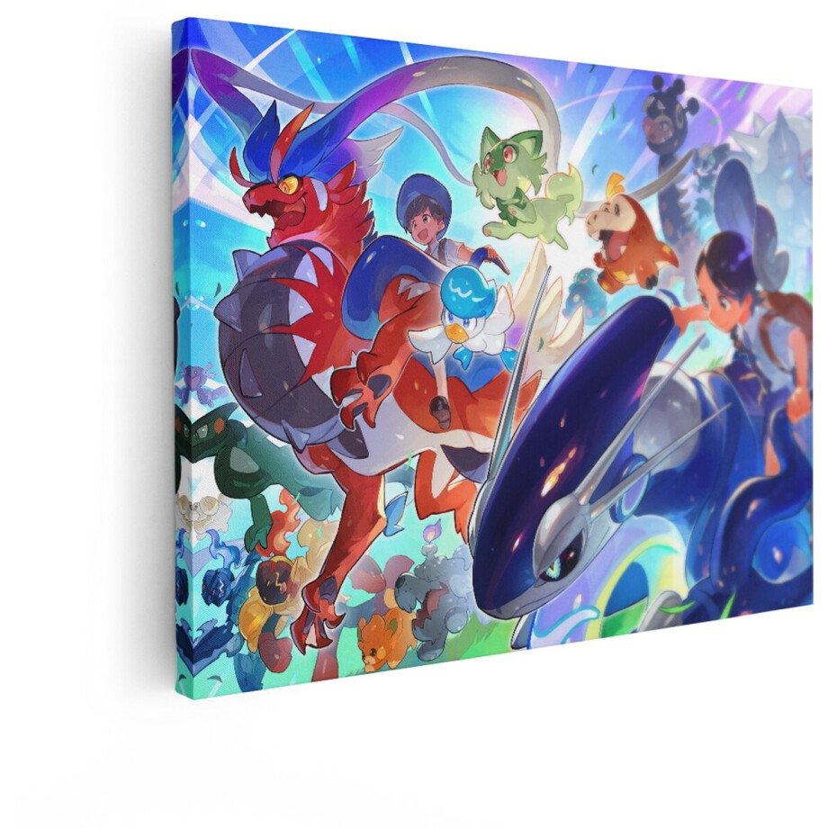 Artaza Canvas Schilderij Pokemon Scarlet Violet - 120x90 cm - Wanddecoratie Kinderkamer - Muurdecoratie Gaming - Schilderijen Op Canvas Jongenskamer afbeelding 1