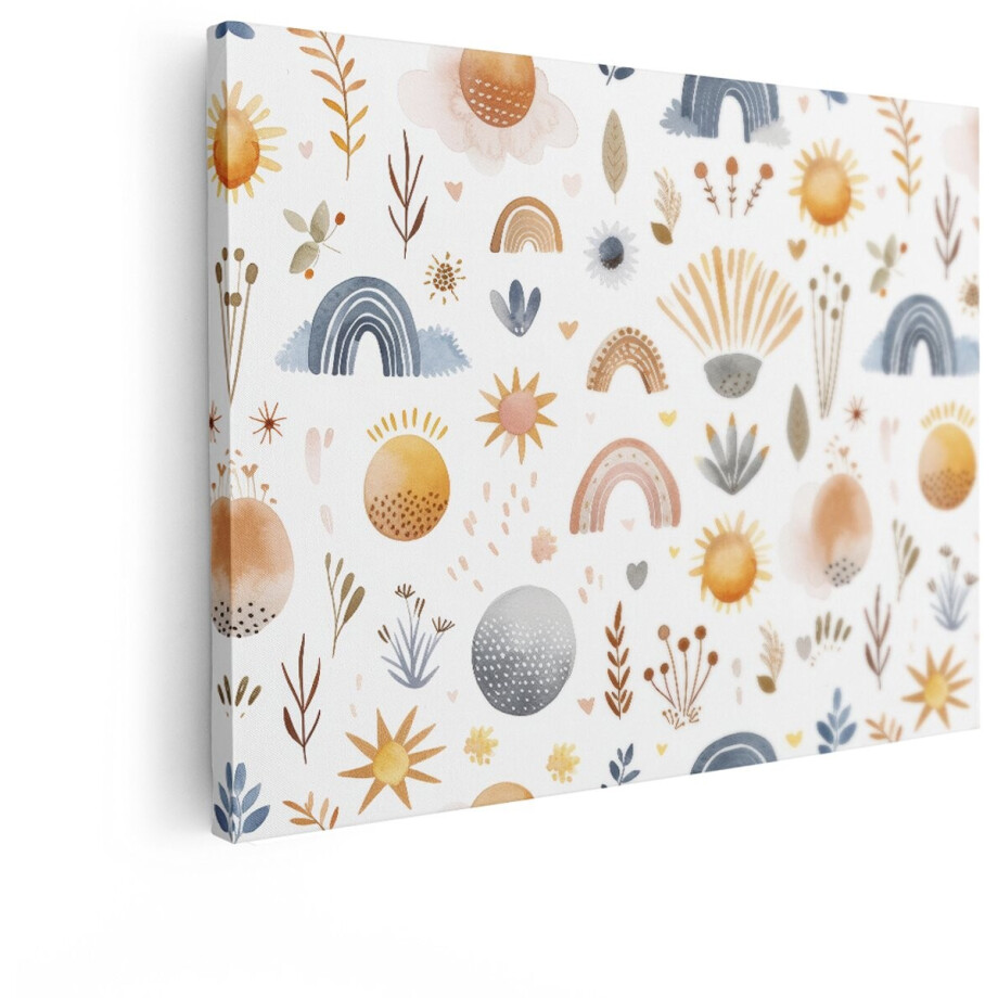 Artaza Canvas Schilderij Boho Patroon - 80x60 cm - Wanddecoratie Kinderkamer - Muurdecoratie Regenboog Zon - Decoratie Babykamer Artaza Canvas Schilderij Boho Patroon - 80x60 cm - Wanddecoratie Kinderkamer - Muurdecoratie Regenboog Zon - Decoratie Babykamer afbeelding 1