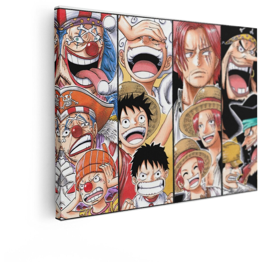 Artaza Canvas Schilderij One Piece - 80x60 cm - Wanddecoratie Anime Collage - Muurdecoratie Luffy Shanks - Schilderijen Jongenskamer afbeelding 1