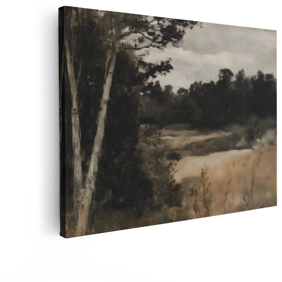 Artaza Canvas Schilderij Natuur - 40x30 cm - Wanddecoratie Bos - Muurdecoratie Boom - Vintage Landschap Woonkamer - Kamer Accessoires afbeelding 1