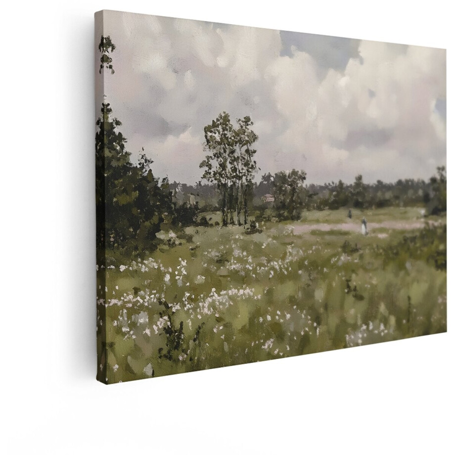 Artaza Canvas Schilderij Landschap - 120x90 cm - Wanddecoratie Natuur - Muurdecoratie Bloemenveld - Decoratie Woonkamer Impressionisme afbeelding 1