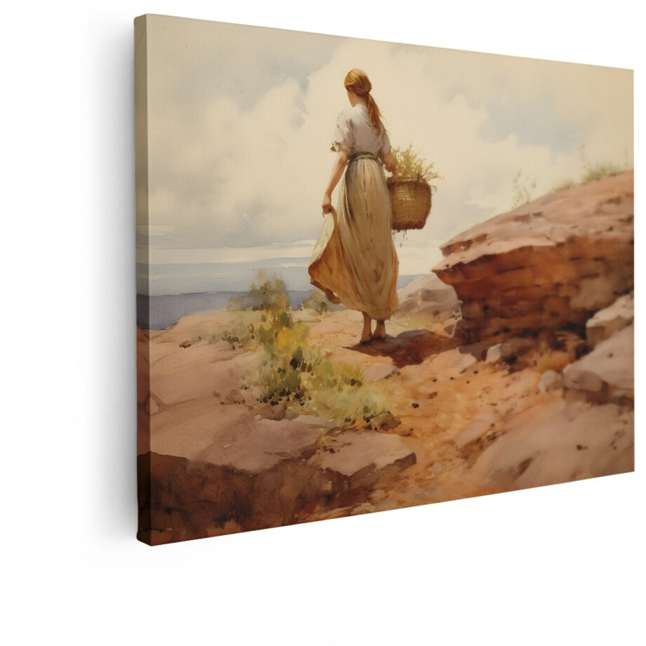 Artaza Canvas Schilderij Vrouw - 80x60 cm - Wanddecoratie Landschap - Muurdecoratie Vintage - Schilderijen Natuur Woonkamer Artaza Canvas Schilderij Vrouw - 80x60 cm - Wanddecoratie Landschap - Muurdecoratie Vintage - Schilderijen Natuur Woonkamer afbeelding 1