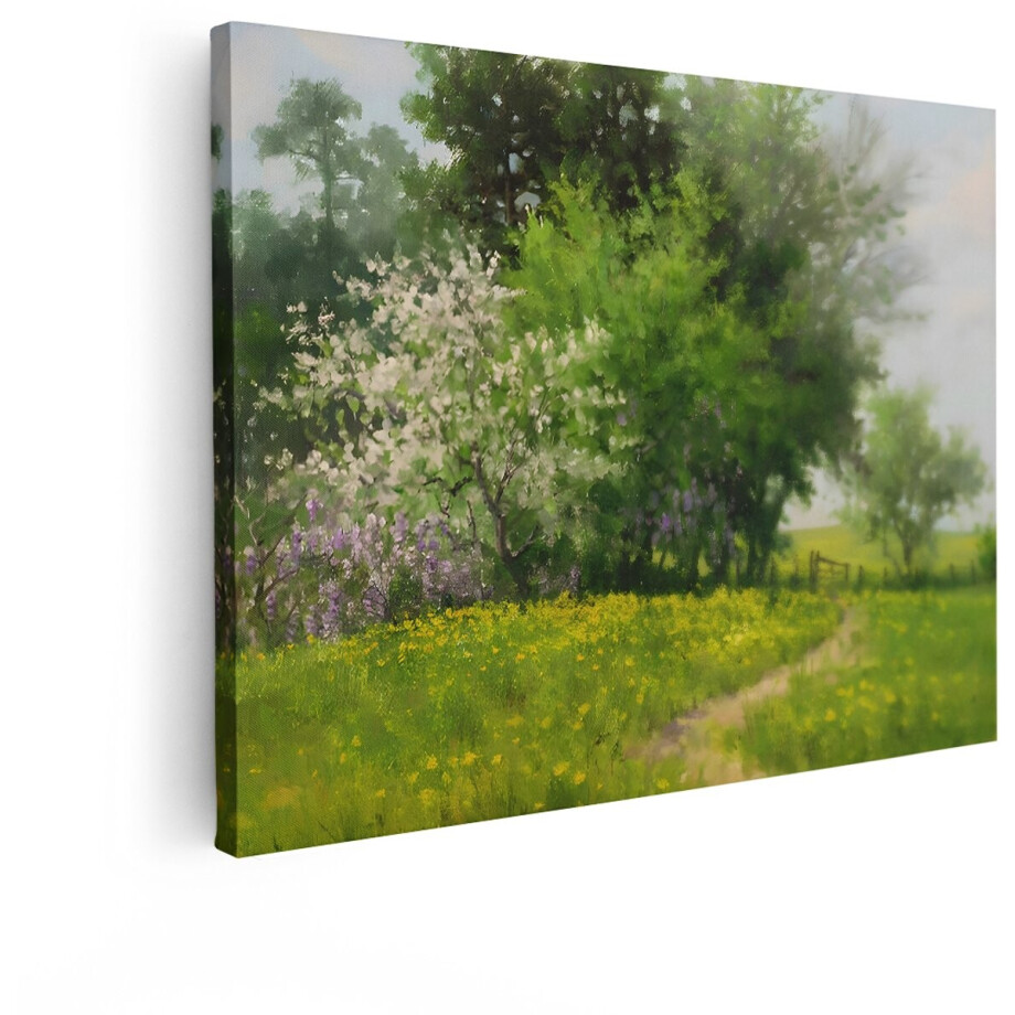Artaza Canvas Schilderij Lentelandschap - 80x60 cm - Wanddecoratie Bloeiende Bomen - Muurdecoratie Landelijk - Decoratie Natuur Veld Artaza Canvas Schilderij Lentelandschap - 80x60 cm - Wanddecoratie Bloeiende Bomen - Muurdecoratie Landelijk - Decoratie Natuur Veld afbeelding 1