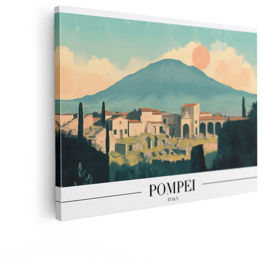 Artaza Canvas Schilderij Pompeii - 80x60 cm - Wanddecoratie Italië - Muurdecoratie Vesuvius - Schilderij Landschap Zonsondergang Artaza Canvas Schilderij Pompeii - 80x60 cm - Wanddecoratie Italië - Muurdecoratie Vesuvius - Schilderij Landschap Zonsondergang afbeelding 1