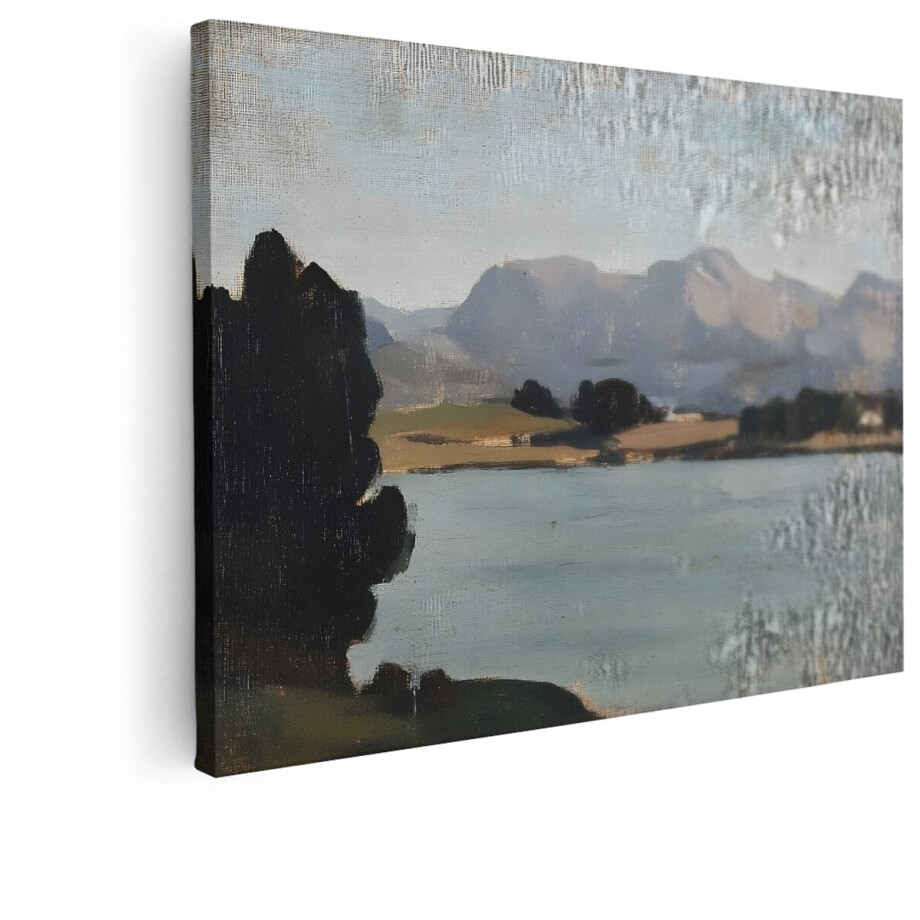 Artaza Canvas Schilderij Landschap - 120x90 cm - Wanddecoratie Bergen - Muurdecoratie Meer - Schilderijen Oude Meesters Natuur afbeelding 1