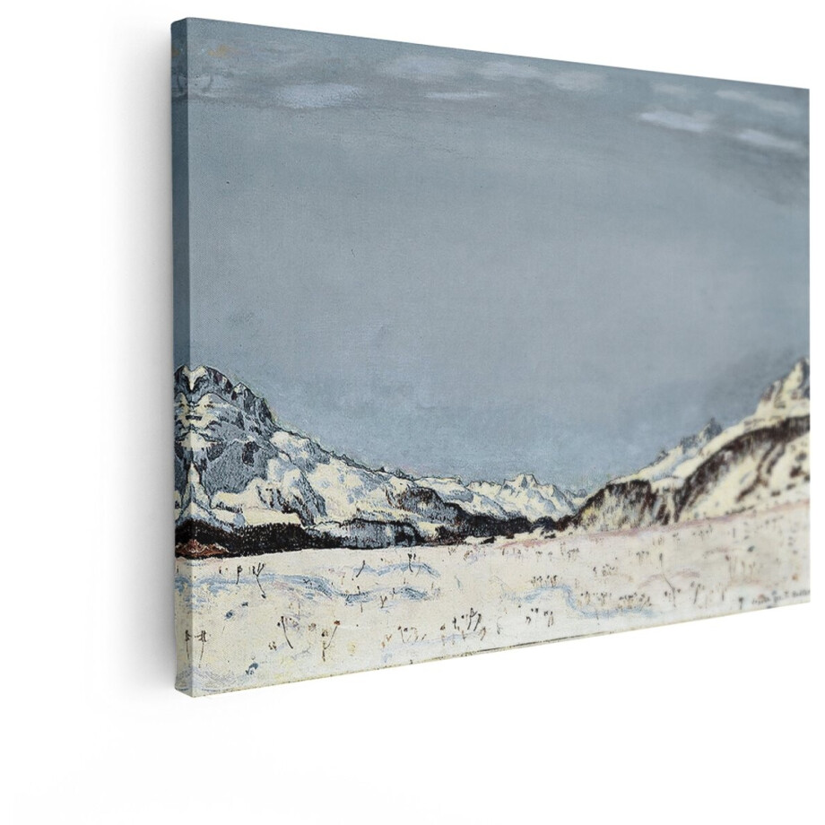 Artaza Canvas Schilderij Berglandschap - 40x30 cm - Wanddecoratie Sneeuw Vallei - Muurdecoratie Natuur Schilderij - Decoratie Alpen - Kamer Accessoires afbeelding 1