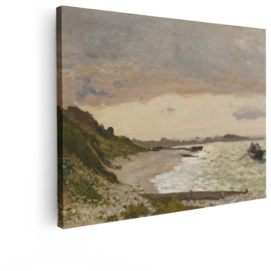 Artaza Canvas Schilderij Zeezicht Monet - 40x30 cm - Wanddecoratie Kust - Muurdecoratie Natuur Landschap - Schilderijen Op Canvas Strand afbeelding 1