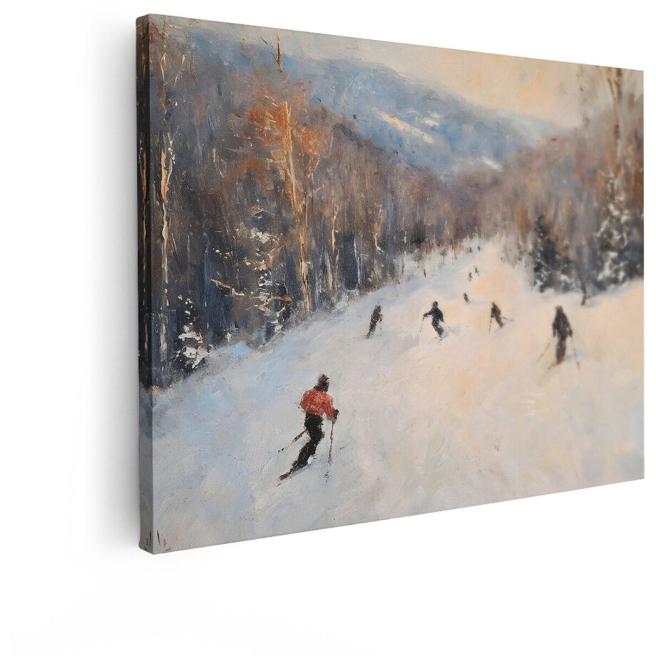 Artaza Canvas Schilderij Skiërs - 120x90 cm - Wanddecoratie Winterlandschap - Muurdecoratie Berghelling - Schilderijen Op Canvas Zonsondergang Artaza Canvas Schilderij Skiërs - 120x90 cm - Wanddecoratie Winterlandschap - Muurdecoratie Berghelling - Schilderijen Op Canvas Zonsondergang afbeelding 1