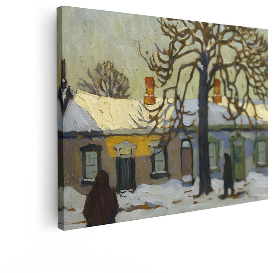 Artaza Canvas Schilderij Winterlandschap - 120x90 cm - Wanddecoratie Besneeuwde Straat - Muurdecoratie Schilderij Landschap - Decoratie Woonkamer Artaza Canvas Schilderij Winterlandschap - 120x90 cm - Wanddecoratie Besneeuwde Straat - Muurdecoratie Schilderij Landschap - Decoratie Woonkamer afbeelding 1