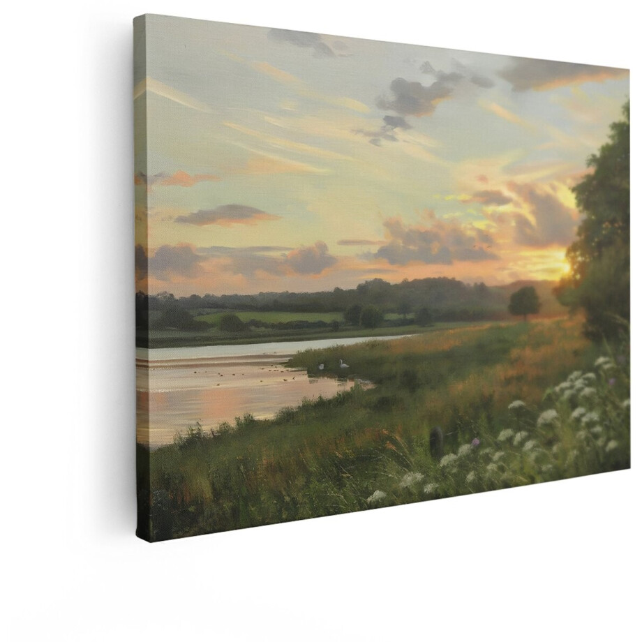 Artaza Canvas Schilderij Zonsondergang - 120x90 cm - Wanddecoratie Landschap - Muurdecoratie Natuur - Schilderijen Op Canvas Meer Artaza Canvas Schilderij Zonsondergang - 120x90 cm - Wanddecoratie Landschap - Muurdecoratie Natuur - Schilderijen Op Canvas Meer afbeelding 1