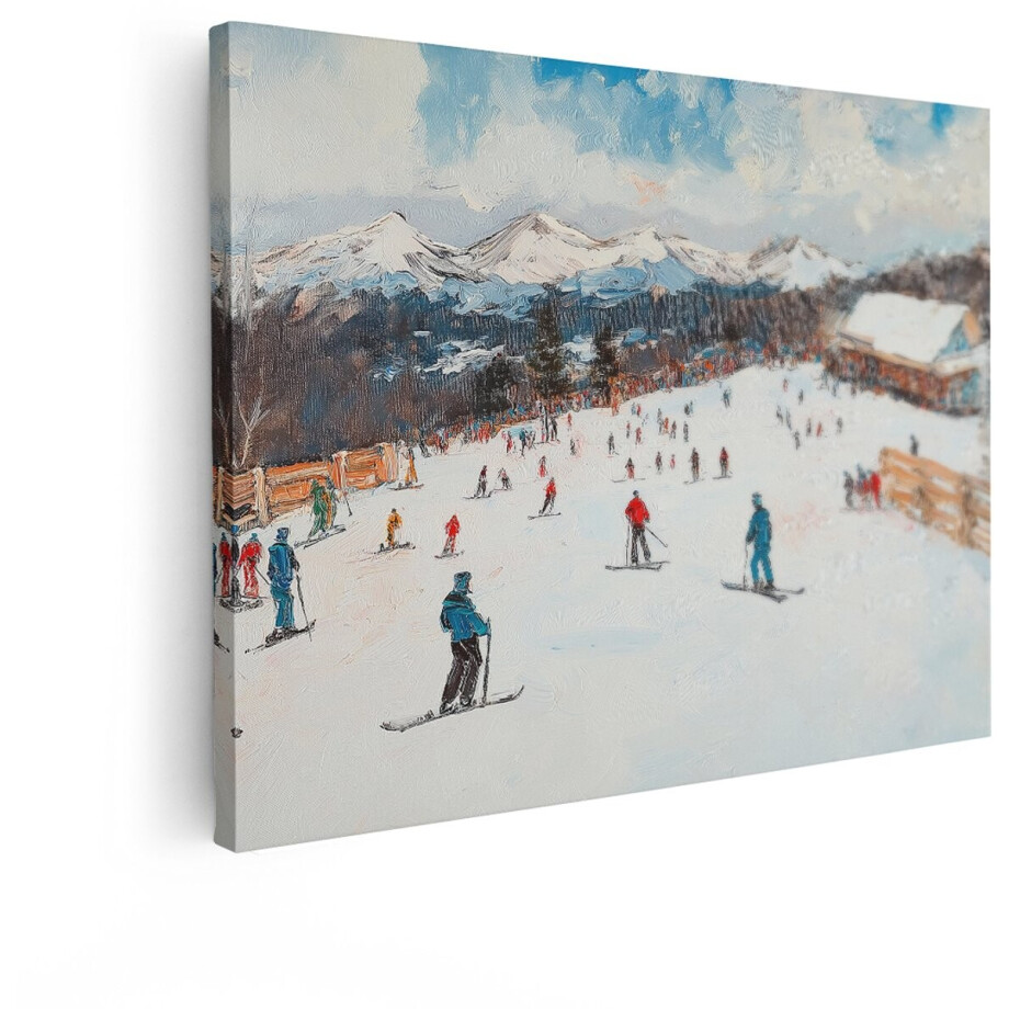 Artaza Canvas Schilderij Skipiste - 80x60 cm - Wanddecoratie Bergen - Muurdecoratie Winterlandschap - Decoratie Skiërs Olieverf Artaza Canvas Schilderij Skipiste - 80x60 cm - Wanddecoratie Bergen - Muurdecoratie Winterlandschap - Decoratie Skiërs Olieverf afbeelding 1