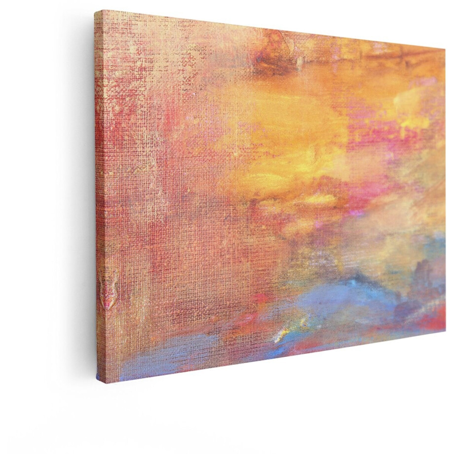 Artaza Canvas Schilderij Abstract Schilderij met Warme Kleuren en Textuur van Canvas - 40x30 cm - Klein - Wanddecoratie Woonkamer - Schilderijen - Muurdecoratie afbeelding 1