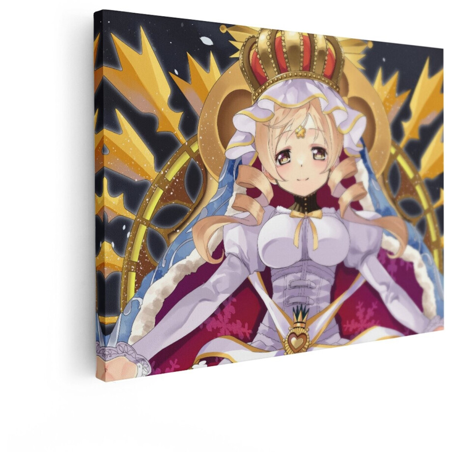 Artaza Canvas Schilderij Anime Prinses - 80x60 cm - Wanddecoratie Kinderkamer - Muurdecoratie Goud - Schilderij Meisje - Wit afbeelding 1