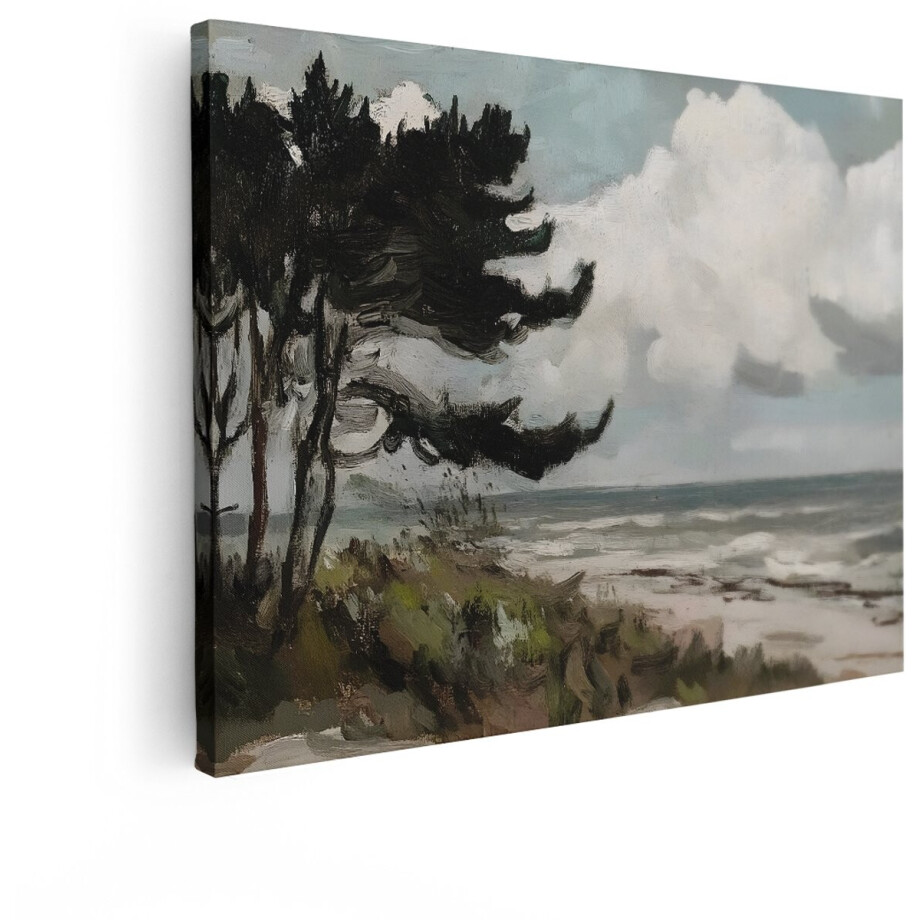 Artaza Canvas Schilderij Kustlandschap - 80x60 cm - Wanddecoratie Strand En Zee - Muurdecoratie Pijnbomen - Schilderijen Op Canvas Natuur Artaza Canvas Schilderij Kustlandschap - 80x60 cm - Wanddecoratie Strand En Zee - Muurdecoratie Pijnbomen - Schilderijen Op Canvas Natuur afbeelding 1