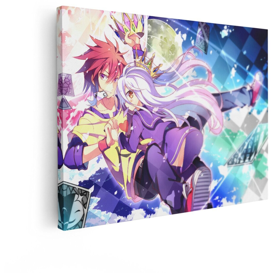 Artaza Canvas Schilderij No Game No Life - 40x30 cm - Wanddecoratie Anime Game - Muurdecoratie Slaapkamer Jongen - Kamer Accessoires afbeelding 1