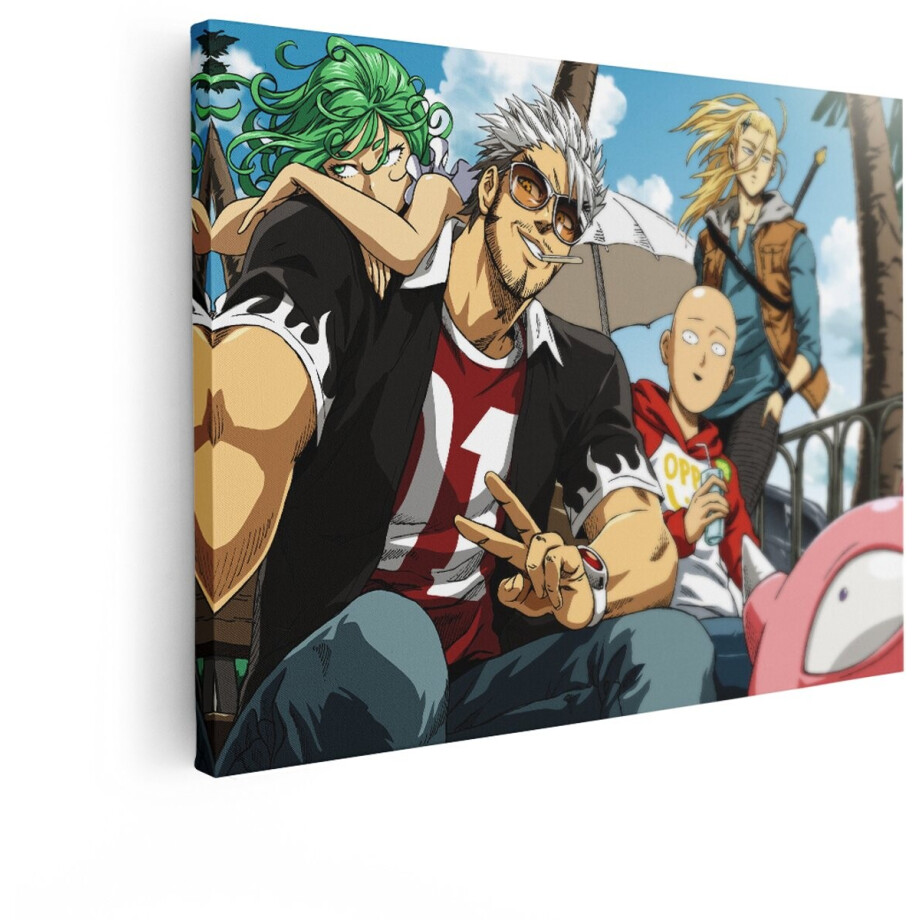 Artaza Canvas Schilderij One Punch Man - 80x60 cm - Anime Wanddecoratie Saitama - Muurdecoratie Slaapkamer Jongen - Schilderijen Op Canvas afbeelding 1