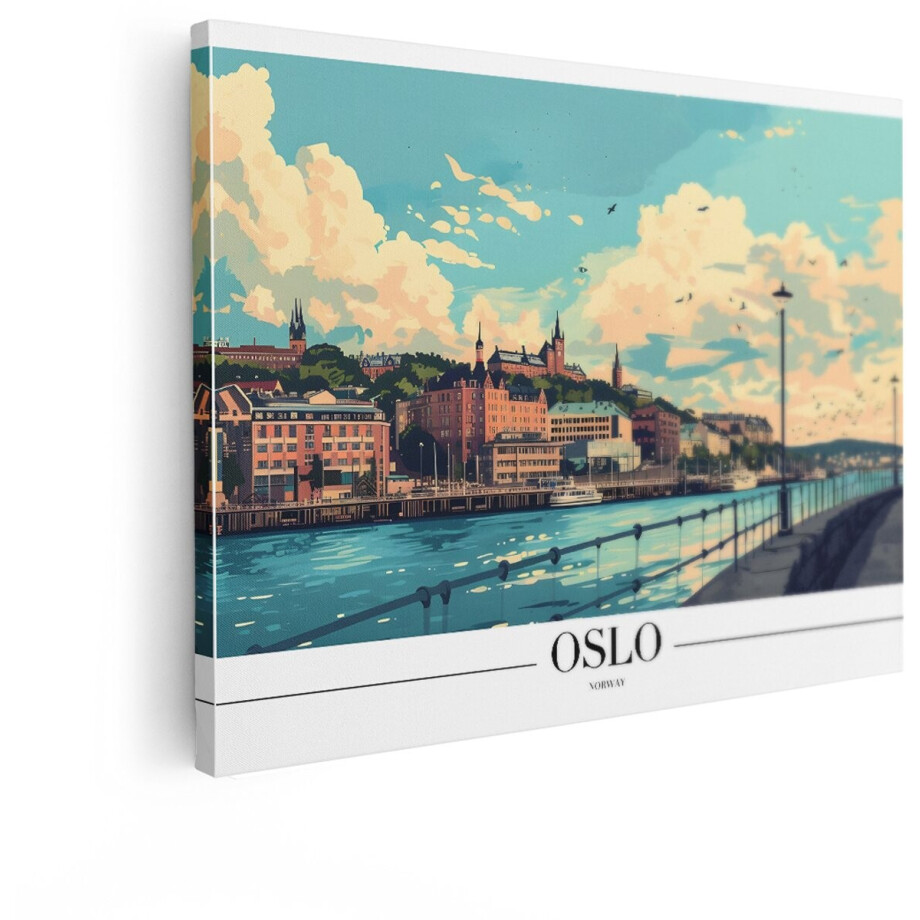 Artaza Canvas Schilderij Oslos Skyline met Gebouwen en Water - een Charmant Stadsgezicht - 80x60 cm - Wanddecoratie Woonkamer - Schilderijen - Muurdecoratie Artaza Canvas Schilderij Oslos Skyline met Gebouwen en Water - een Charmant Stadsgezicht - 80x60 cm - Wanddecoratie Woonkamer - Schilderijen - Muurdecoratie afbeelding 1