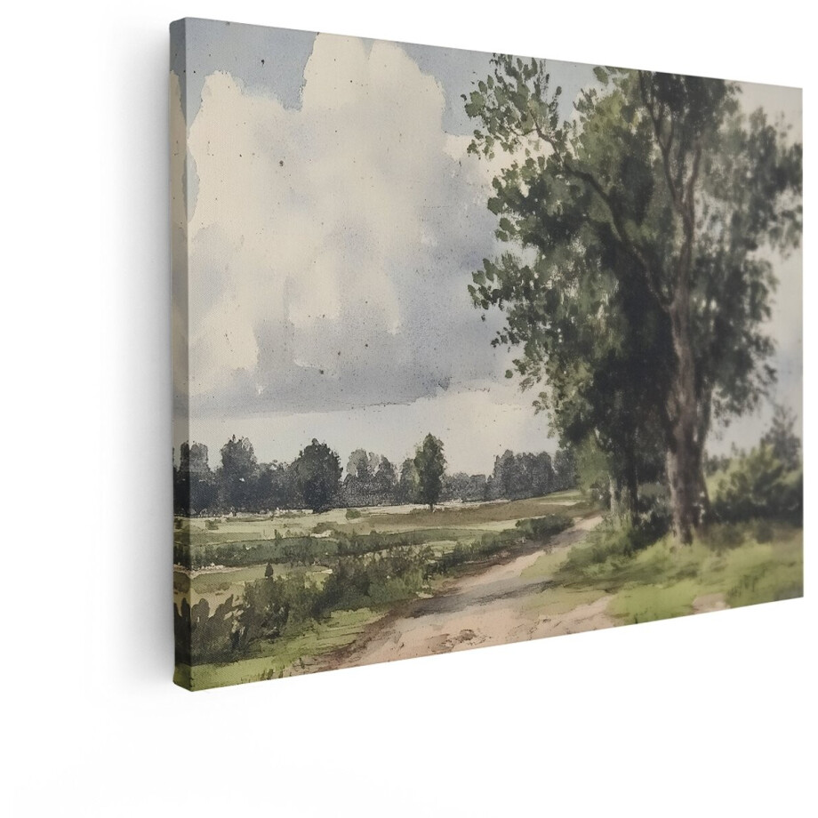 Artaza Canvas Schilderij Landschap - 120x90 cm - Wanddecoratie Landelijk - Muurdecoratie Boom - Decoratie Natuur Aquarel - Woonkamer Artaza Canvas Schilderij Landschap - 120x90 cm - Wanddecoratie Landelijk - Muurdecoratie Boom - Decoratie Natuur Aquarel - Woonkamer afbeelding 1