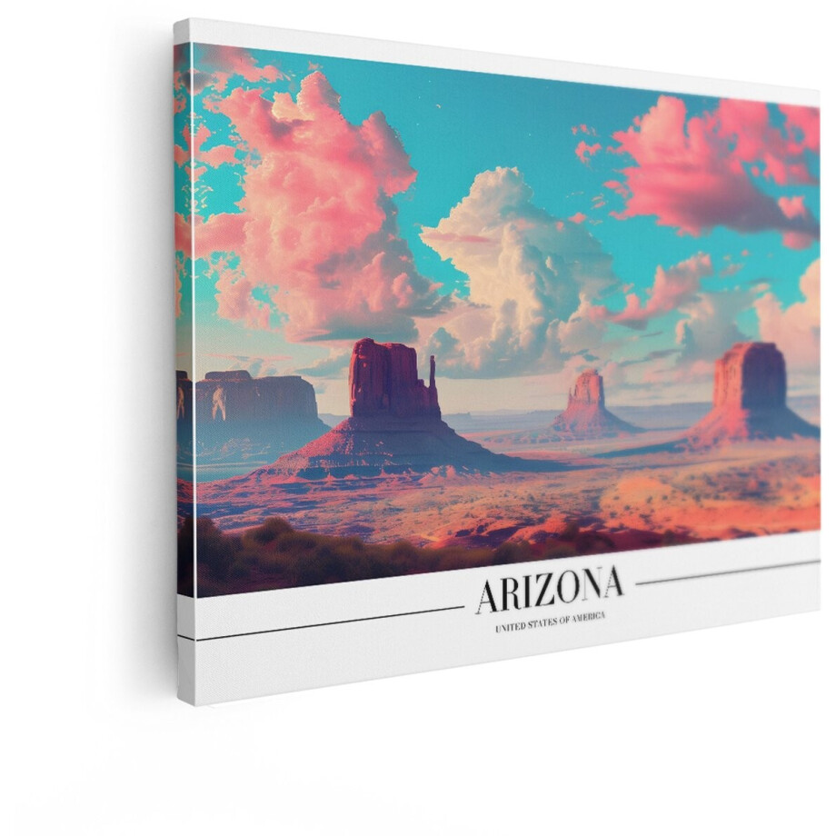 Artaza Canvas Schilderij Arizona Woestijn - 40x30 cm - Wanddecoratie Natuur - Muurdecoratie Boho Landschap - Kamer Accessoires Woonkamer afbeelding 1