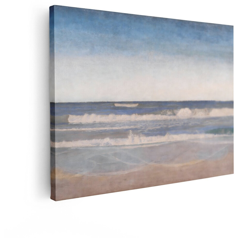 Artaza Canvas Schilderij Strand Zee - 120x90 cm - Wanddecoratie Golven - Muurdecoratie Natuur Landschap - Decoratie Woonkamer afbeelding 1