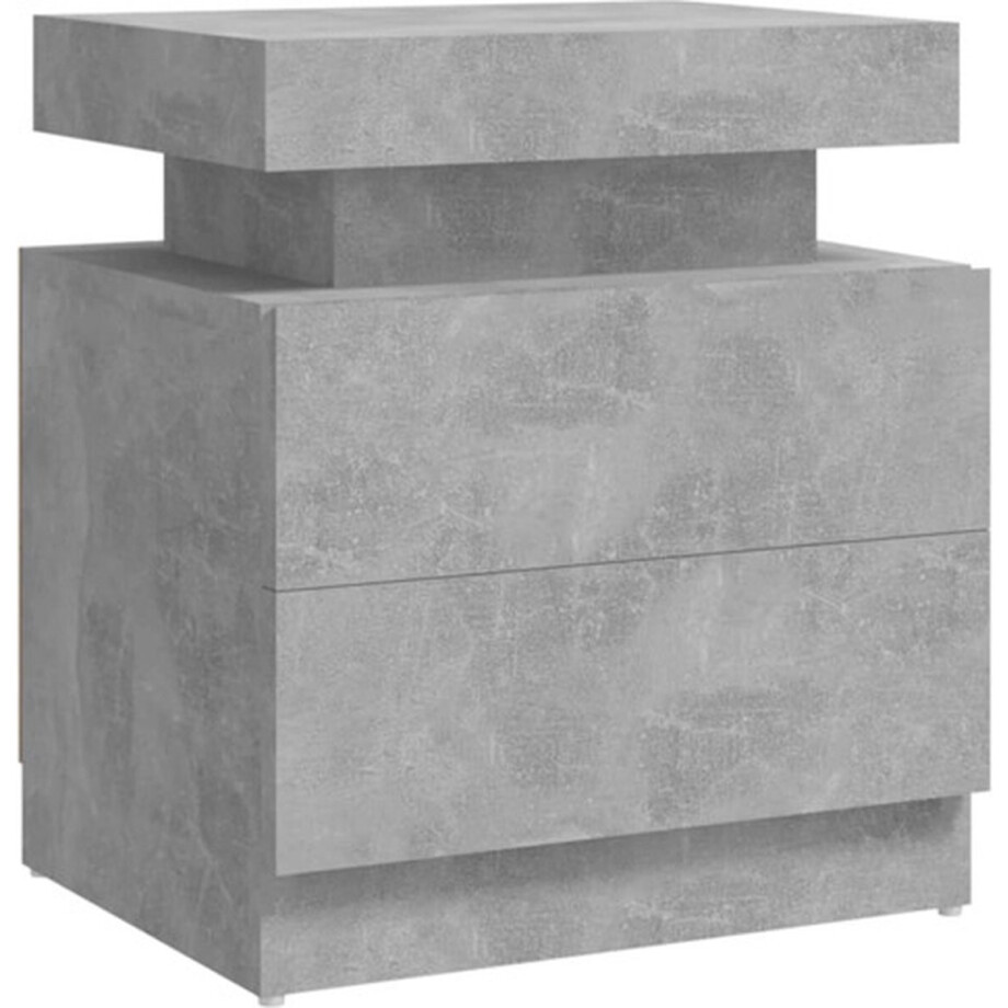 vidaXL - Nachtkastje - 45x35x52 - cm - bewerkt - hout - betongrijs vidaXL - Nachtkastje - 45x35x52 - cm - bewerkt - hout - betongrijs afbeelding 1