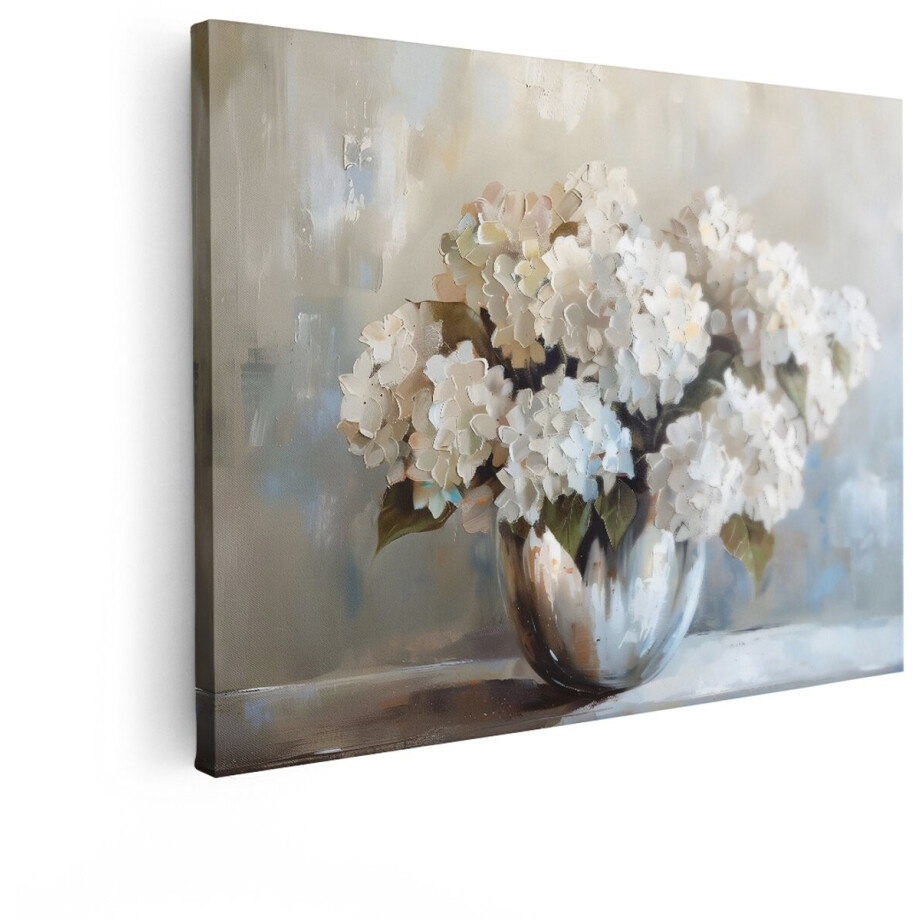Artaza Canvas Schilderij Bloemen - 80x60 cm - Wanddecoratie Witte Hortensia - Muurdecoratie Stilleven - Decoratie Woonkamer Wit Artaza Canvas Schilderij Bloemen - 80x60 cm - Wanddecoratie Witte Hortensia - Muurdecoratie Stilleven - Decoratie Woonkamer Wit afbeelding 1