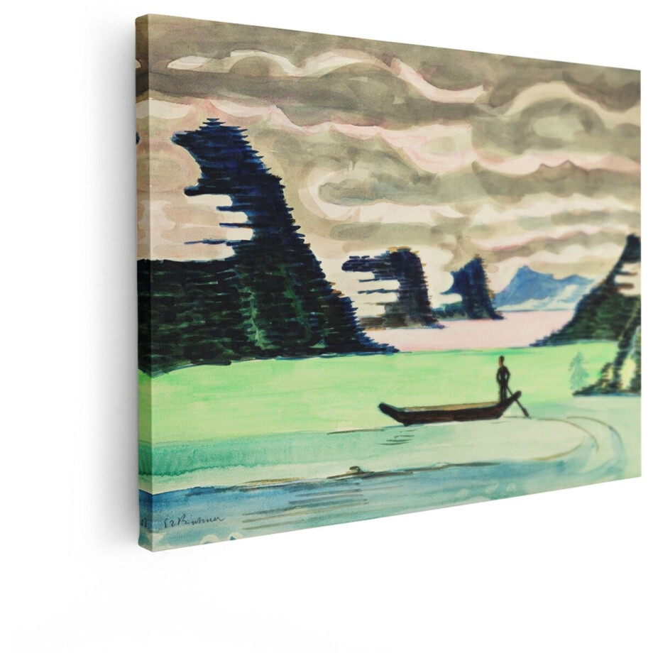 Artaza Canvas Schilderij Landschap - 80x60 cm - Wanddecoratie Bergen - Muurdecoratie Boot Op Meer - Decoratie Natuur - Schilderijen Op Canvas Artaza Canvas Schilderij Landschap - 80x60 cm - Wanddecoratie Bergen - Muurdecoratie Boot Op Meer - Decoratie Natuur - Schilderijen Op Canvas afbeelding 1