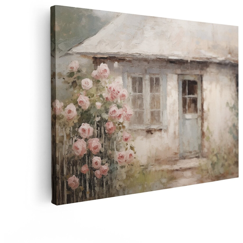Artaza Canvas Schilderij Roze Rozen Bij Huisje - 40x30 cm - Wanddecoratie Brocante - Muurdecoratie Landelijk - Schilderijen Op Canvas Bloemen Artaza Canvas Schilderij Roze Rozen Bij Huisje - 40x30 cm - Wanddecoratie Brocante - Muurdecoratie Landelijk - Schilderijen Op Canvas Bloemen afbeelding 1