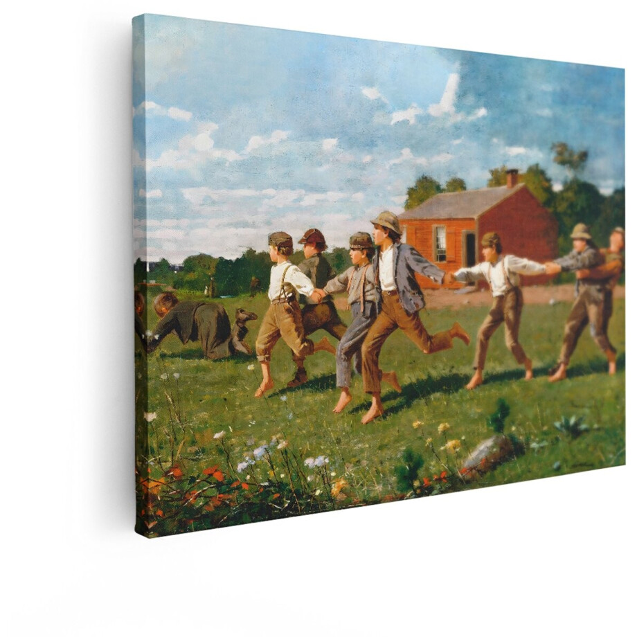 Artaza Canvas Schilderij Kinderen In Veld - 40x30 cm - Wanddecoratie Natuur - Muurdecoratie Klassieke Schilderijen - Schilderijen Op Canvas Landschap afbeelding 1