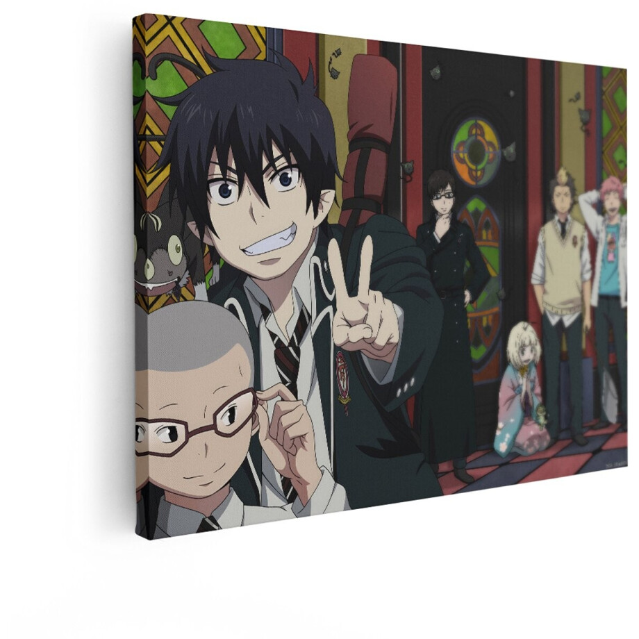 Artaza Canvas Schilderij Blue Exorcist - 40x30 cm - Muurdecoratie Anime Schooluniform - Wanddecoratie Jongenskamer - Kamer Accessoires afbeelding 1
