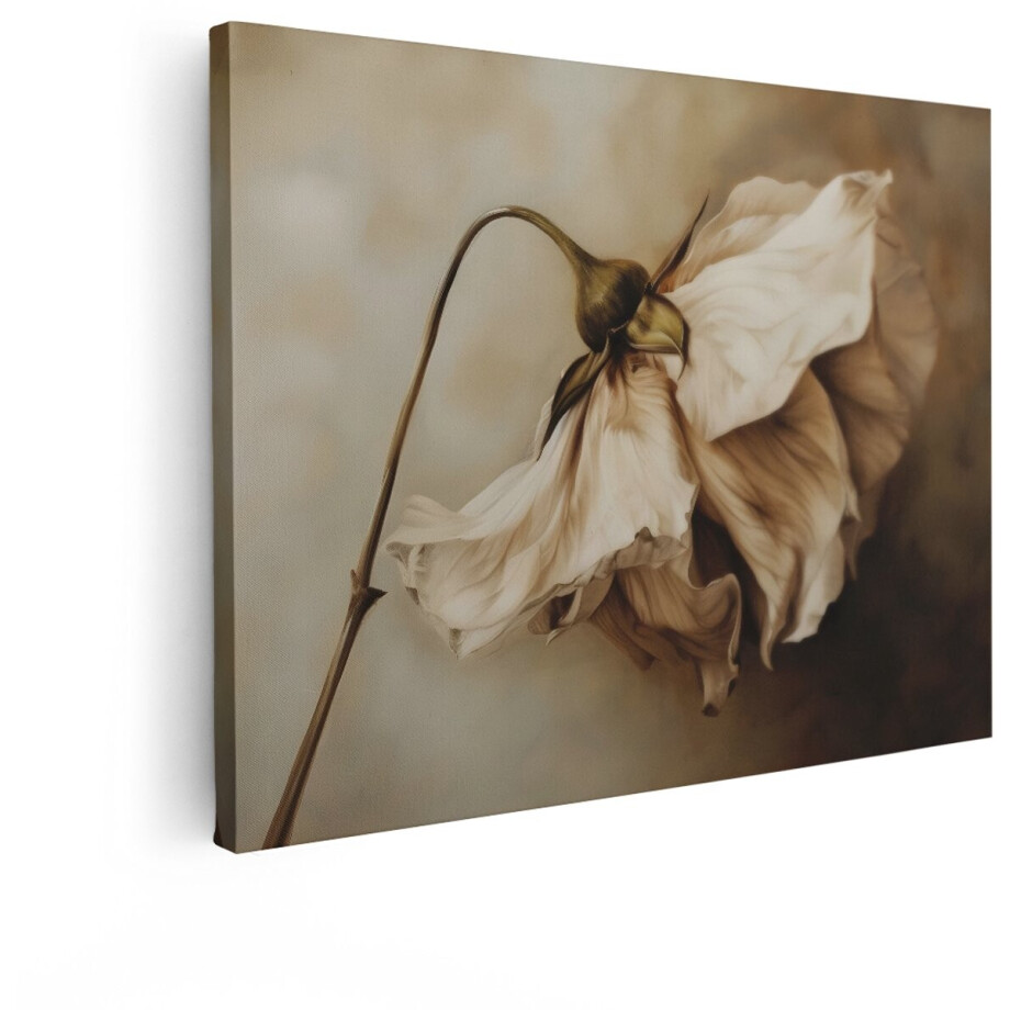 Artaza Canvas Schilderij Verwelkende Bloemblaadjes in Zachte - Sepia Tinten met een Dramatische Belichting - 40x30 cm - Klein - Wanddecoratie Woonkamer - Schilderijen - Muurdecoratie afbeelding 1
