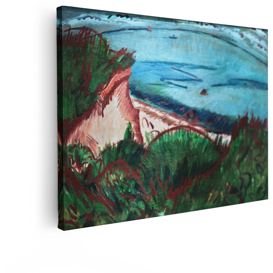 Artaza Canvas Schilderij Impressionistische Kustlijn met Zee en Groen - Geschilderd in Levendige Kleuren - 80x60 cm - Wanddecoratie Woonkamer - Schilderijen - Muurdecoratie Artaza Canvas Schilderij Impressionistische Kustlijn met Zee en Groen - Geschilderd in Levendige Kleuren - 80x60 cm - Wanddecoratie Woonkamer - Schilderijen - Muurdecoratie afbeelding 1