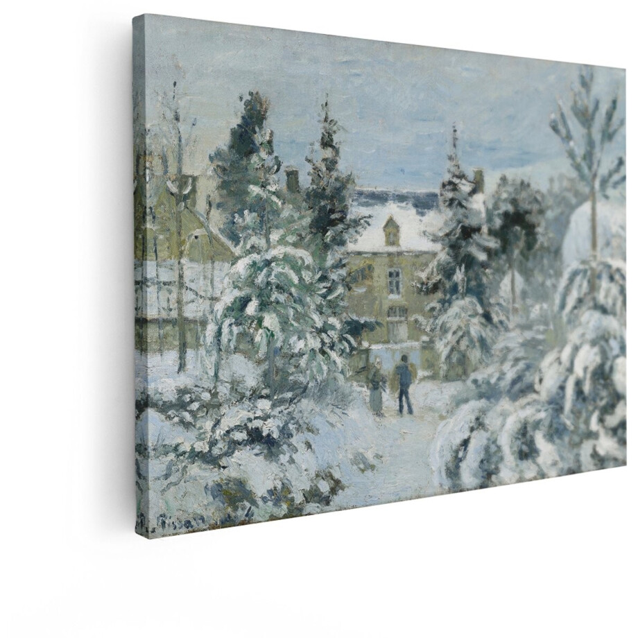 Artaza Canvas Schilderij Winter Landschap - 120x90 cm - Wanddecoratie Natuur - Muurdecoratie Besneeuwd Huis - Klassieke Schilderijen Op Canvas afbeelding 1