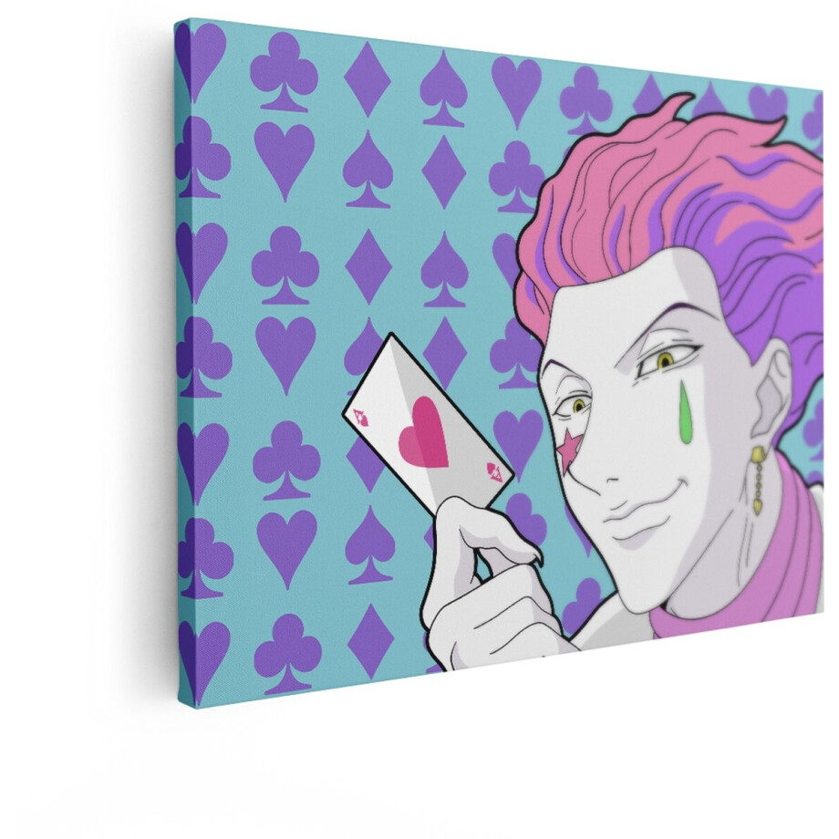 Artaza Canvas Schilderij Anime Personage met Roze haar en Speelkaarten op de Achtergrond - 40x30 cm - Klein - Wanddecoratie Woonkamer - Schilderijen - Muurdecoratie afbeelding 1