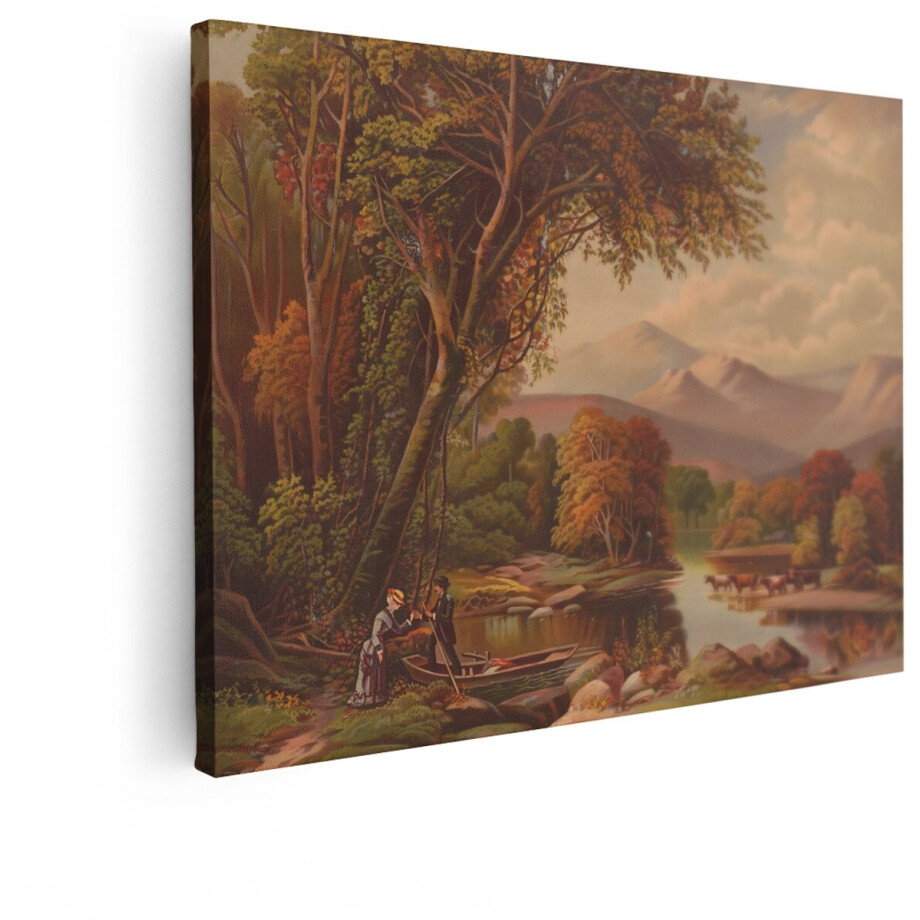Artaza Canvas Schilderij Landschap - 80x60 cm - Wanddecoratie Bergen - Muurdecoratie Natuur - Decoratie Herfst Koeien - Schilderijen Op Canvas Artaza Canvas Schilderij Landschap - 80x60 cm - Wanddecoratie Bergen - Muurdecoratie Natuur - Decoratie Herfst Koeien - Schilderijen Op Canvas afbeelding 1