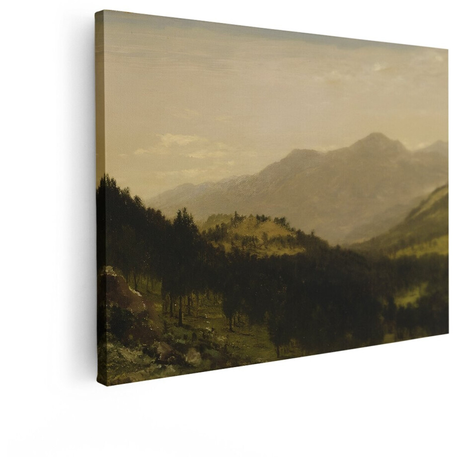 Artaza Canvas Schilderij Landschap - 40x30 cm - Wanddecoratie Bergen - Muurdecoratie Natuur - Schilderijen Op Canvas Bos - Romantisch afbeelding 1