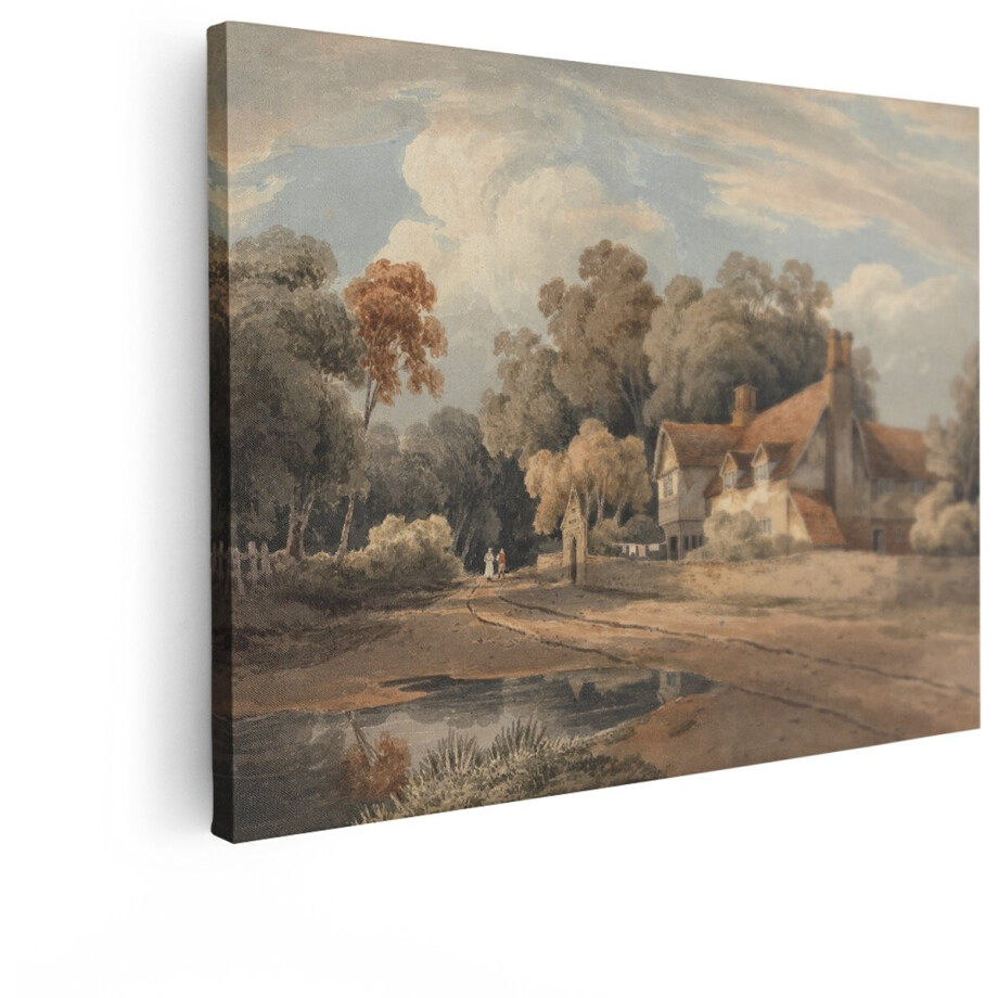 Artaza Canvas Schilderij Landelijk Tafereel - 40x30 cm - Wanddecoratie Natuur - Muurdecoratie Vintage Boerderij - Schilderijen Op Canvas afbeelding 1