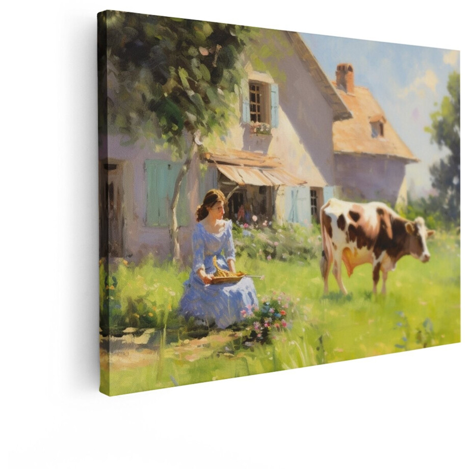Artaza Canvas Schilderij Melkmeisje - 120x90 cm - Wanddecoratie Landelijk - Muurdecoratie Koe - Schilderijen Boerderij Vrouw Artaza Canvas Schilderij Melkmeisje - 120x90 cm - Wanddecoratie Landelijk - Muurdecoratie Koe - Schilderijen Boerderij Vrouw afbeelding 1