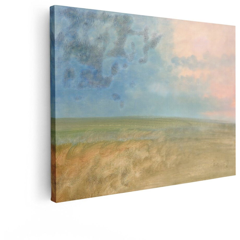 Artaza Canvas Schilderij Landschap - 80x60 cm - Wanddecoratie Natuur - Muurdecoratie Zonsondergang - Decoratie Woonkamer - Pastel afbeelding 1