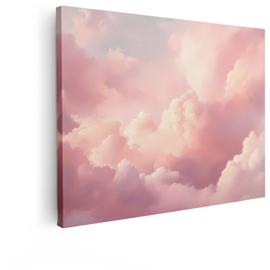 Artaza Canvas Schilderij Zonsondergang - 120x90 cm - Wanddecoratie Roze Wolken - Muurdecoratie Natuur - Decoratie Slaapkamer - Schilderijen Op Canvas afbeelding 1